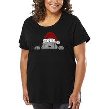 Load image into Gallery viewer, Christmas Peeking Dog - Women&#39;s Plus Size Word Art T-Shirt