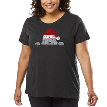 Load image into Gallery viewer, Christmas Peeking Dog - Women&#39;s Plus Size Word Art T-Shirt