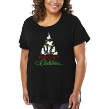 Load image into Gallery viewer, Meowy Christmas Tree - Women&#39;s Plus Size Word Art T-Shirt