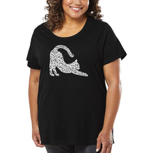 Load image into Gallery viewer, Stretching Cat - Women&#39;s Plus Size Word Art T-Shirt