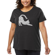 Load image into Gallery viewer, Stretching Cat - Women&#39;s Plus Size Word Art T-Shirt