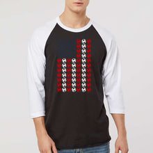 Load image into Gallery viewer, Soccer Flag - Men's Raglan Baseball Word Art T-Shirt