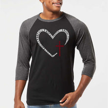 Load image into Gallery viewer, Blessed Heart - Men's Raglan Baseball Word Art T-Shirt
