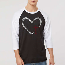 Load image into Gallery viewer, Blessed Heart - Men's Raglan Baseball Word Art T-Shirt