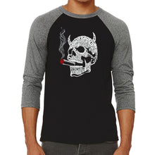 Load image into Gallery viewer, 7 Deadly Sins Skull - Men&#39;s Raglan Baseball Word Art T-Shirt