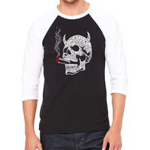 Load image into Gallery viewer, 7 Deadly Sins Skull - Men&#39;s Raglan Baseball Word Art T-Shirt