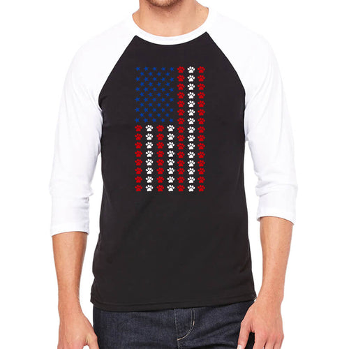 Paws Flag - Men's Raglan Baseball Word Art T-Shirt