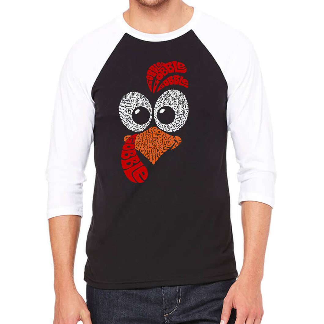 Turkey Face - Men's Raglan Baseball Word Art T-Shirt