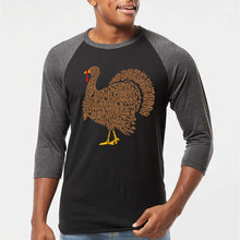 Load image into Gallery viewer, Thankgiving Turkey - Men's Raglan Baseball Word Art T-Shirt