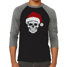 Load image into Gallery viewer, Santa Skull - Men&#39;s Raglan Baseball Word Art T-Shirt