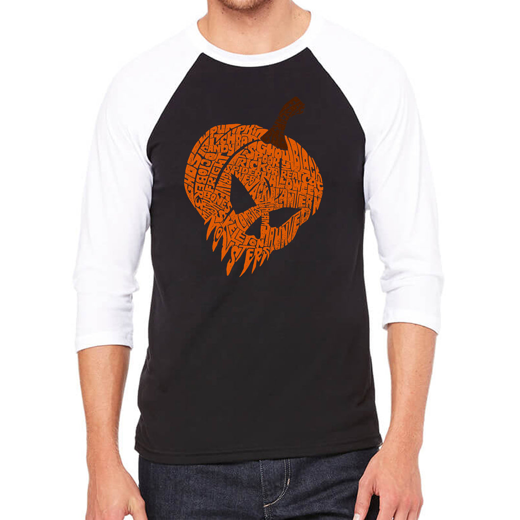 Evil Pumpkin - Men's Raglan Baseball Word Art T-Shirt