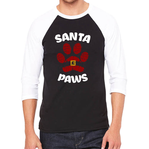 Santa Paws - Men's Raglan Baseball Word Art T-Shirt
