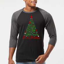 Load image into Gallery viewer, Holiday Christmas Tree - Men's Raglan Baseball Word Art T-Shirt
