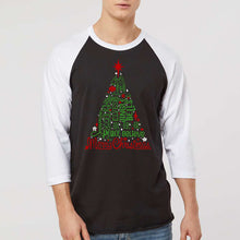 Load image into Gallery viewer, Holiday Christmas Tree - Men's Raglan Baseball Word Art T-Shirt