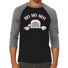 Load image into Gallery viewer, Peeking Santa - Men&#39;s Raglan Baseball Word Art T-Shirt