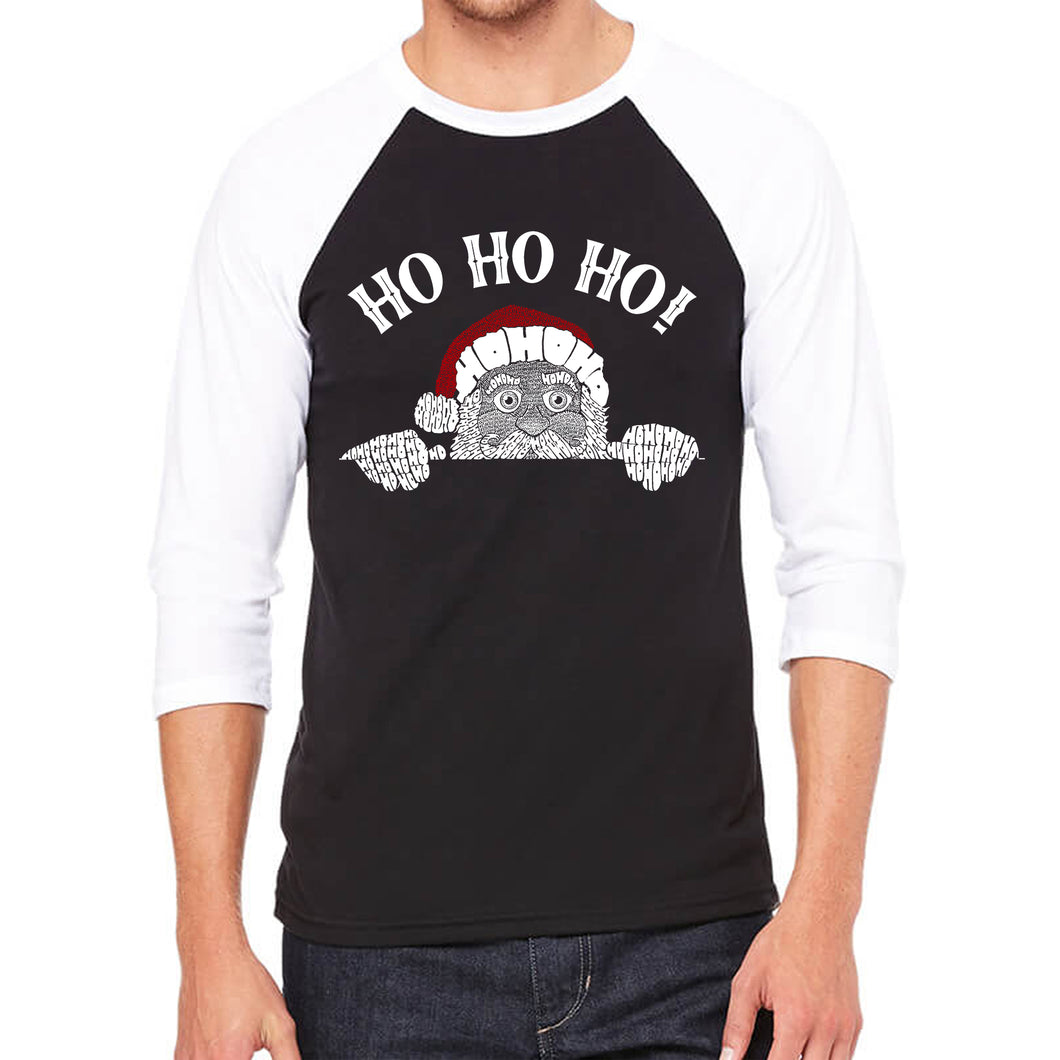 Peeking Santa - Men's Raglan Baseball Word Art T-Shirt