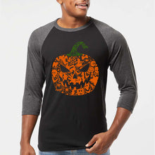 Load image into Gallery viewer, Halloween Pumpkin - Men's Raglan Baseball Word Art T-Shirt