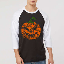 Load image into Gallery viewer, Halloween Pumpkin - Men's Raglan Baseball Word Art T-Shirt