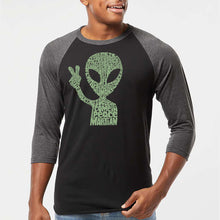 Load image into Gallery viewer, Peace Alien - Men's Raglan Baseball Word Art T-Shirt