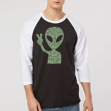 Load image into Gallery viewer, Peace Alien - Men's Raglan Baseball Word Art T-Shirt