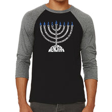 Load image into Gallery viewer, Hanukkah Menorah - Men&#39;s Raglan Baseball Word Art T-Shirt