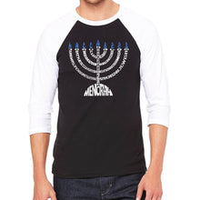 Load image into Gallery viewer, Hanukkah Menorah - Men&#39;s Raglan Baseball Word Art T-Shirt