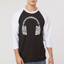 Load image into Gallery viewer, Mood Headphones - Men's Raglan Baseball Word Art T-Shirt