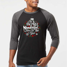 Load image into Gallery viewer, Christmas Ornament - Men's Raglan Baseball Word Art T-Shirt