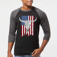 Load image into Gallery viewer, Patriot Flag - Men's Raglan Baseball Word Art T-Shirt