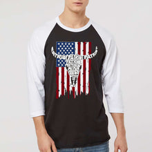 Load image into Gallery viewer, Patriot Flag - Men's Raglan Baseball Word Art T-Shirt
