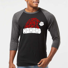Load image into Gallery viewer, Paw Print Santa Hat - Men's Raglan Baseball Word Art T-Shirt