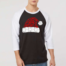 Load image into Gallery viewer, Paw Print Santa Hat - Men's Raglan Baseball Word Art T-Shirt