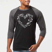 Load image into Gallery viewer, Sheet Music Heart - Men's Raglan Baseball Word Art T-Shirt
