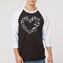 Load image into Gallery viewer, Sheet Music Heart - Men's Raglan Baseball Word Art T-Shirt