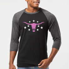 Load image into Gallery viewer, Cowgirl Cowskull - Men's Raglan Baseball Word Art T-Shirt
