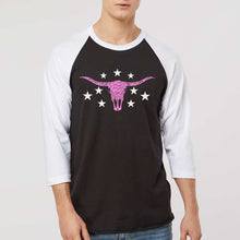 Load image into Gallery viewer, Cowgirl Cowskull - Men's Raglan Baseball Word Art T-Shirt
