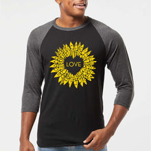 Load image into Gallery viewer, Sunflower Love - Men's Raglan Baseball Word Art T-Shirt