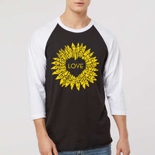 Load image into Gallery viewer, Sunflower Love - Men's Raglan Baseball Word Art T-Shirt