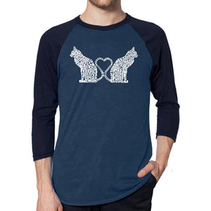 Cat Tail Hearts - Men's Raglan Baseball Word Art T-Shirt