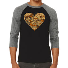 Load image into Gallery viewer, Thanksgiving Heart - Men&#39;s Raglan Baseball Word Art T-Shirt