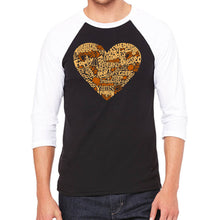 Load image into Gallery viewer, Thanksgiving Heart - Men&#39;s Raglan Baseball Word Art T-Shirt