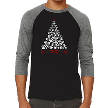 Load image into Gallery viewer, Paw Christmas Tree - Men&#39;s Raglan Baseball Word Art T-Shirt