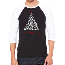 Load image into Gallery viewer, Paw Christmas Tree - Men&#39;s Raglan Baseball Word Art T-Shirt