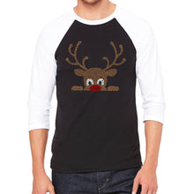 Load image into Gallery viewer, Peeking Reindeer - Men&#39;s Raglan Baseball Word Art T-Shirt