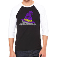 Load image into Gallery viewer, Peeking Witch Cat - Men&#39;s Raglan Baseball Word Art T-Shirt