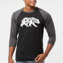 Load image into Gallery viewer, Yellowstone Bear - Men's Raglan Baseball Word Art T-Shirt