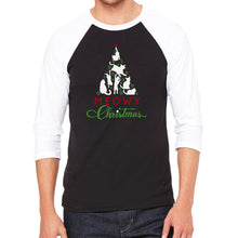 Load image into Gallery viewer, Meowy Christmas Tree - Men&#39;s Raglan Baseball Word Art T-Shirt