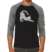 Load image into Gallery viewer, Stretching Cat - Men&#39;s Raglan Baseball Word Art T-Shirt