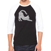 Load image into Gallery viewer, Stretching Cat - Men&#39;s Raglan Baseball Word Art T-Shirt