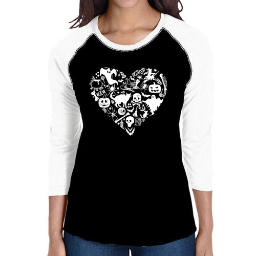 Halloween Heart - Women's Raglan Word Art T-Shirt